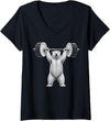 Funny Polar Bear Fitness Meme Women's Polar Bear Gym Deadlift Workout Weightlifting V-Neck T-Shirt - Black