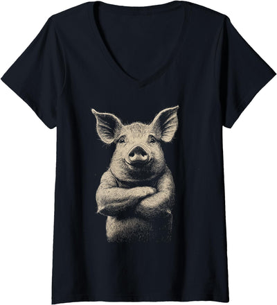 Womens A Pig On A V-Neck T-Shirt