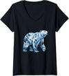 Arctic Polar Bear Mountain Waterfall Nature Women's Arctic Polar Bear Forest Waterfall Landscape V-Neck T-Shirt - Black