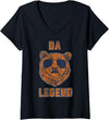 Trendy Apparel Womens Da Legend Cool Bear V-Neck T-Shirt - Black