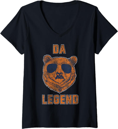 Womens Da Legend Cool Bear V-Neck T-Shirt