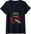 dark teddy bear love Womens Ninja Teddy Bear V-Neck T-Shirt - Black