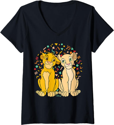 Womens The Lion King - Simba And Nala V-Neck T-Shirt