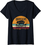 Farm House Gift Tee.Co Womens Vintage Farm Pig Farming Support Your Local Farmer Gift V-Neck T-Shirt - Black