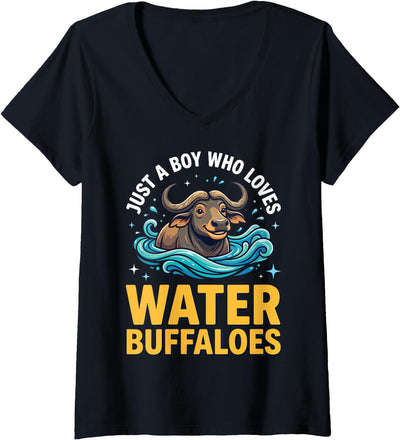 Cow Just a Boy Who Loves Bater Buffaloes V-Neck T-Shirt