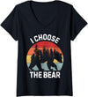 Does Not Bear Thinking About Womens I Choose The Bear V-Neck T-Shirt - Black