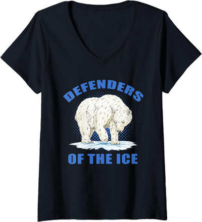 Women's Defenders of The Ice Polar Bear Lover V-Neck T-Shirt