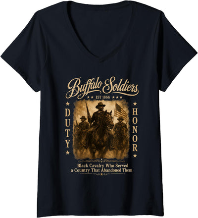 Cow American Black Buffalo Women's African History V-Neck T-Shirt