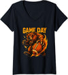 Funny Football Bear Game Day Sports Gift Womens Funny Football Bear Game Day Vintage Shirt Fans V-Neck T-Shirt - Black