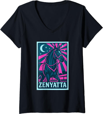 Handicapping Horse Gear Womens Zenyatta Horse, Horse Racing, Del Mar, Santa Anita, Horses V-Neck T-Shirt