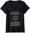 Giraffe Fan TShirtz & More Womens Funny Giraffe Shirt Joke Giraffes Are Awesome Giraffe Lover V-Neck T-Shirt - Navy Blue