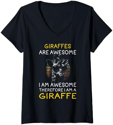 Womens Funny Giraffe Shirt Joke Giraffes Are Awesome Giraffe Lover V-Neck T-Shirt