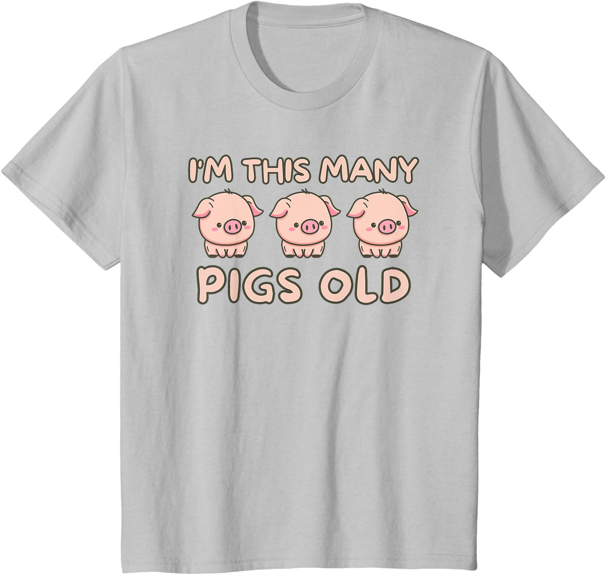 Pigs lover Birthday Gifts Toddler I'm This Many Pigs Old - 3rd Birthday Pig 3 Years Old Bday T-Shirt - Silver Grey