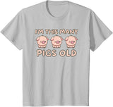 Pigs lover Birthday Gifts Toddler I'm This Many Pigs Old - 3rd Birthday Pig 3 Years Old Bday T-Shirt - Silver Grey