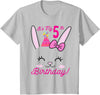 Its My 5th Birthday Girl Bunny Rabbit Theme Party (five) T-Shirt in Silver Grey