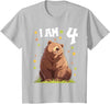 4 years old 4th birthday Bear Kids 4 Years old 4 birthday Bears Boy Girl Bear T-Shirt - Silver Grey