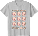 Pigs lover Birthday Gifts Toddler I'm This Many Pigs Old - 9th Birthday Pig 9 Years Old Bday T-Shirt - Silver Grey