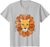 AlphaPlayTees Lion Face T-Shirt. Boys / Girls Cartoon Lion Tee T-Shirt - Silver Grey