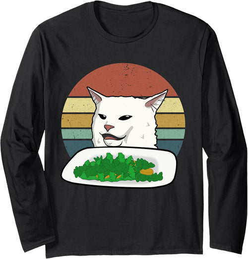 Cat Lovers Smudge Cat Meme T Shirt Smudge Cat Doesn't Care For Salad Funny T Shirt Long Sleeve T-Shirt - As Pictured