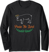 ANIMAL FUNNY SHIRTS Praise The Lard Funny Pig Long Sleeve T-Shirt - Black