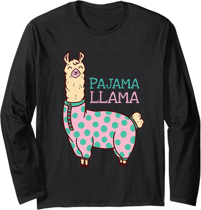 Cool Llama lovers Pyjama day Pajama Llama Cute Llama Pajama Alpaca Kids Women Girl Long Sleeve T-Shirt