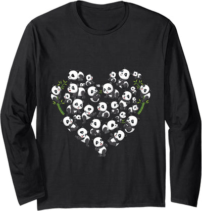 Panda Bear Lover Heart Cute Panda gifts for girl kids women Long Sleeve Shirt