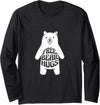 Funny Hugs for Free / Hugger Bear Gifts & Apparel Free Bear Hugs / Cute White Hand-Drawn Polar Bear Hug Long Sleeve T-Shirt - Black