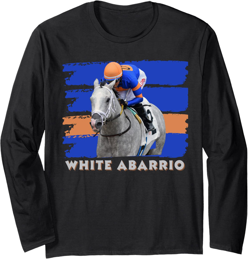 Handicapping Horse Gear White Abarrio Horse, Horse Racing, Del Mar, Santa Anita Long Sleeve T-Shirt - Black