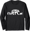Papa & Mama Bear Shirts Mama Bear Long Sleeve T-Shirt with Three Cute Bear Cubs - Black