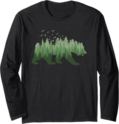 Nature Forest Wildlife Trees Wild Animal Bear Long Sleeve Shirt