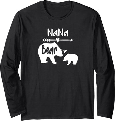 Nana Bear With Baby Cub Heart & Arrow Graphics Long Sleeve Shirt