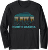 North Dakota Vintage Souvenirs & Gifts North Dakota Bison Vintage American Buffalo Souvenir Long Sleeve T-Shirt - Black