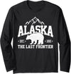 We Love Alaska - T-Shirts & Souvenirs Alaska The Last Frontier EST 1959 Grizzly Bear Mountains Long Sleeve T-Shirt - Black