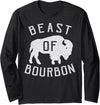 Drinking Fun designs - Big Ray Designs Beast of Bourbon Drinking Whiskey design Bison Buffalo Party Long Sleeve T-Shirt -