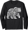 Bear Mania Tribal Grizzly Bear Long Sleeve T-Shirt - Black