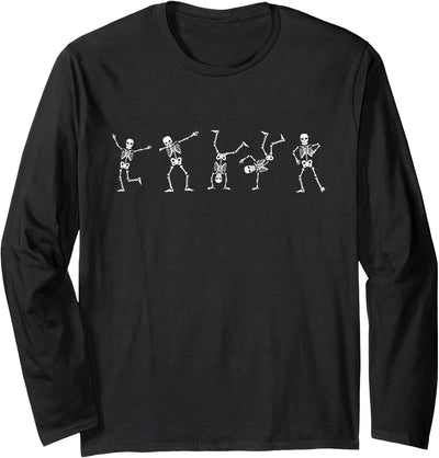 Dancing Skeletons Halloween Costume Apparel Dancing Skeletons Dance Challenge Halloween Scary Men Woman Long Sleeve T-Shirt