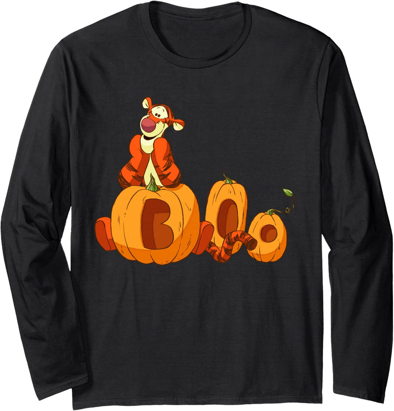 Disney - Halloween Tigger Boo Pumpkins Long Sleeve T-Shirt - Black