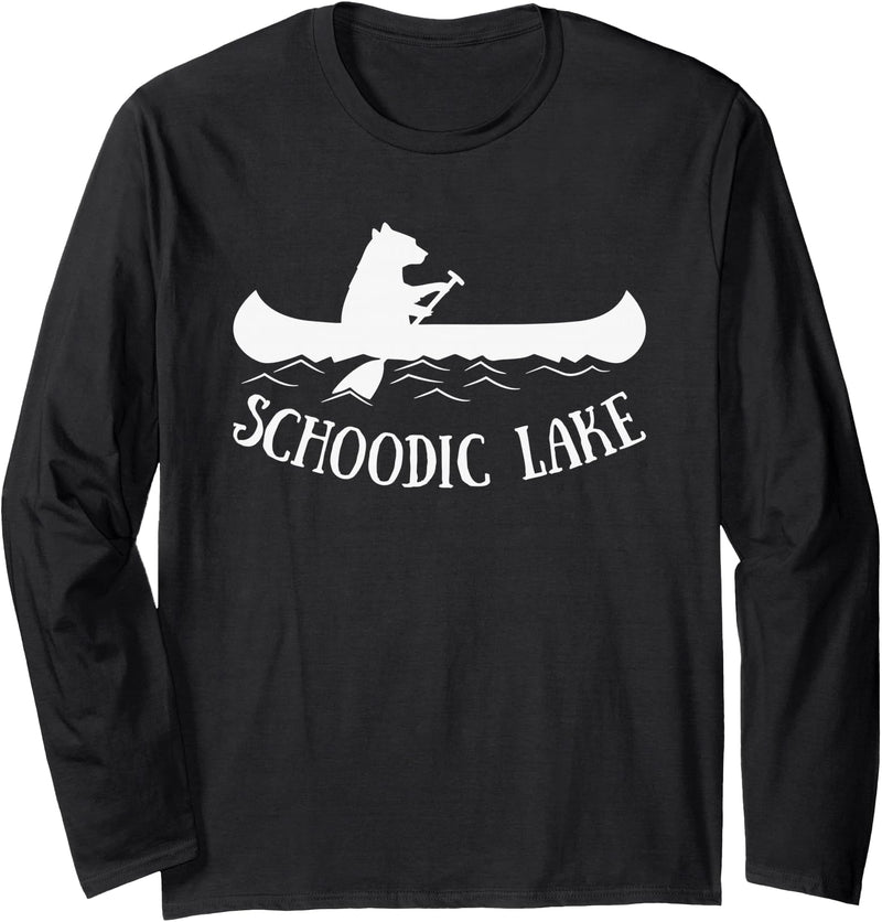 Maine Angler Fish Tees Schoodic Lake Maine Bear Canoe Gift Long Sleeve T-Shirt - Black
