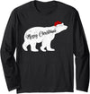 Matching Santa Polar Bear Christmas Gifts Polar Bear Animal Lover Xmas Santa Hat Polar Bear Christmas Long Sleeve T-Shirt - Black