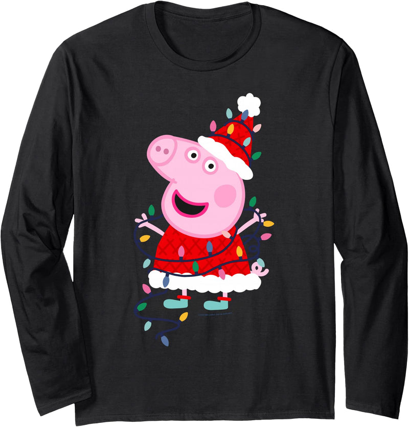 Peppa Pig Christmas Lights Long Sleeve T-Shirt - Black
