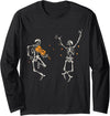 Funny Halloween Tee Dancing Skeletons Dance Challenge Halloween Scary Skeleton Long Sleeve T-Shirt - Black
