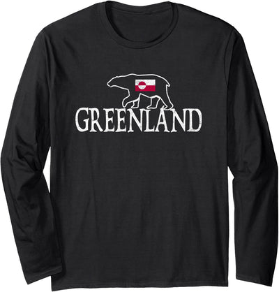 Greenland Flag Tour Travel Souvenir Ice Bear Greenland Long Sleeve Shirt