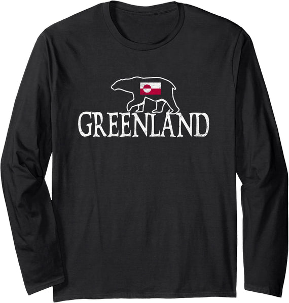 Souvenir Greenland Ice Bear Off-Roader Travel Greenland Flag Tour Travel Souvenir Ice Bear Greenland Long Sleeve T-Shirt - Black