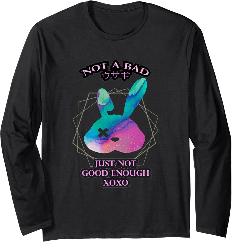 OMBRE ABSTRACT WATERCOLOR DESIGN BAD BUNNY RABBIT Long Sleeve Shirt in Black