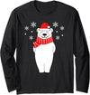 Christmas Polar Bear Shirt For Family Adults Kids Polar Bear Christmas Pajamas Family Polar Bear In Santa Hat Long Sleeve T-Shirt - Black