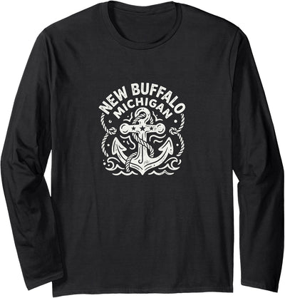 Cow New Buffalo Michigan Cute Anchor Nautical Boating Coastlinecotton T-Shirt