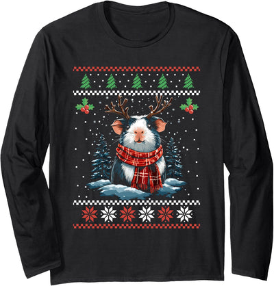 Guinea Pig Reindeer Ugly Christmas Long Sleeve Shirt