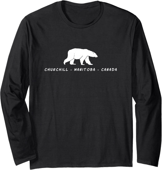Churchill Polar Bear Shirts & Gifts Churchill Manitoba Canada Polar Bear Long Sleeve T-Shirt - Black