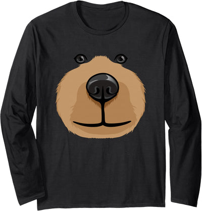 Cute Cartoon Bear Face Head Costume Party Halloween Long Sleeve Shirt