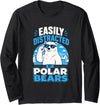 Easily Distracted By Polar Bears Long Sleeve T-Shirt - Black